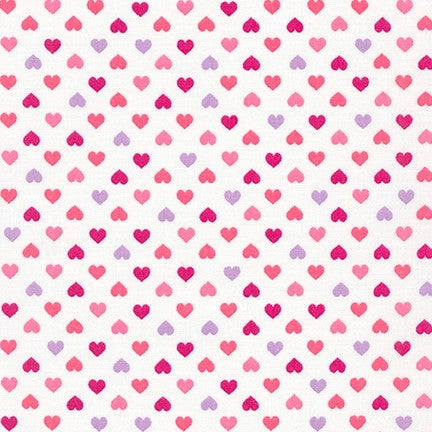 White with Pink Hearts - Petite Classics - Sevenberry Cotton Fabric ✂️ £12 pm