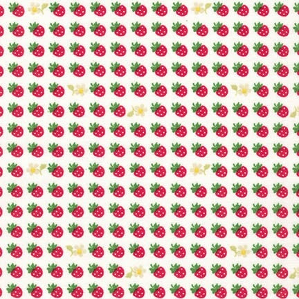 Mini Strawberry on White - Petite Classics - Sevenberry Cotton Fabric ✂️ £12 pm