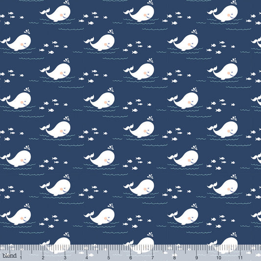 Whales By The Sea Navy - Storytime - Blend Cotton Fabric ✂️ £7 pm *SALE*