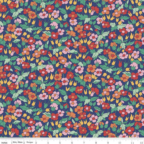 Piccadilly Poppy Navy - The Carnaby Collection by Liberty Fabric Felt