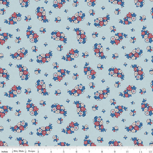 Portobello Paisley Flowers on Sky Blue - Carnaby Collection - Liberty Cotton Fabric ✂️ £10 pm *SALE*