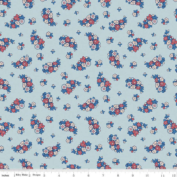 Portobello Paisley Flowers on Sky Blue - Carnaby Collection - Liberty Cotton Fabric ✂️ £10 pm *SALE*