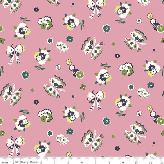 Fluttering Butterfly Floral Pink - Carnaby Collection - Liberty Cotton Fabric ✂️ £10 pm *SALE*