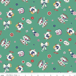 Fluttering Floral Green - Liberty Carnaby Collection Cotton Fabric