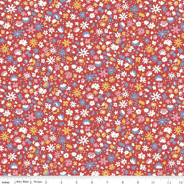 Bloomsbury Blossom Mini Flowers Red - Liberty Carnaby Collection Cotton Fabric ✂️ £10 pm *SALE*