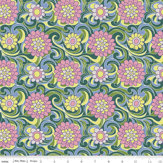 Carnation Carnival Pink & Green Flowers - Liberty Carnaby Collection Cotton Fabric ✂️ £10 pm *SALE*