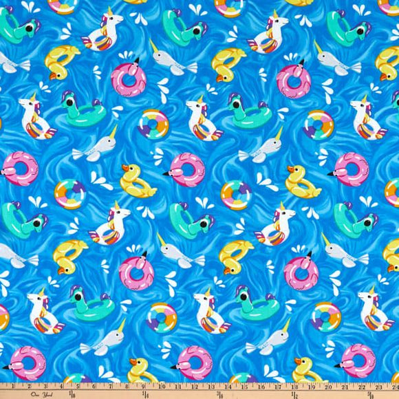Flamingos and Unicorns - Pool Party - Blank Quilting Cotton Fabric ✂️