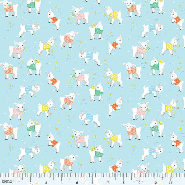 Baby Goats Blue - On This Farm - Blend Cotton Fabric ✂️ £13 pm
