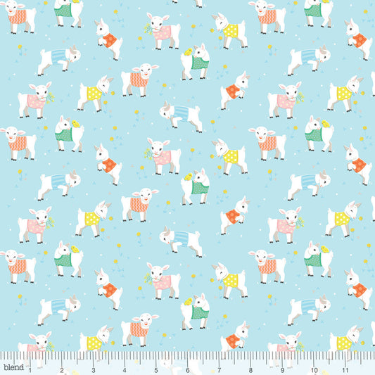 Baby Goats Blue - On This Farm - Blend Cotton Fabric ✂️ £13 pm