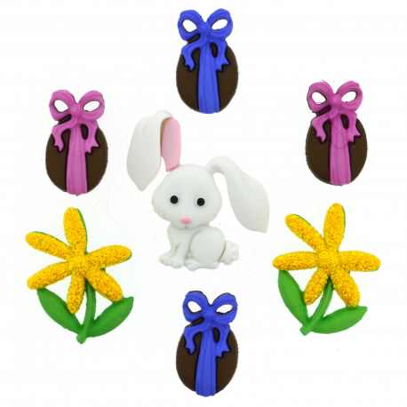 Bunny Hop  - Dress It Up Buttons - Rosie's Craft Shop Ltd