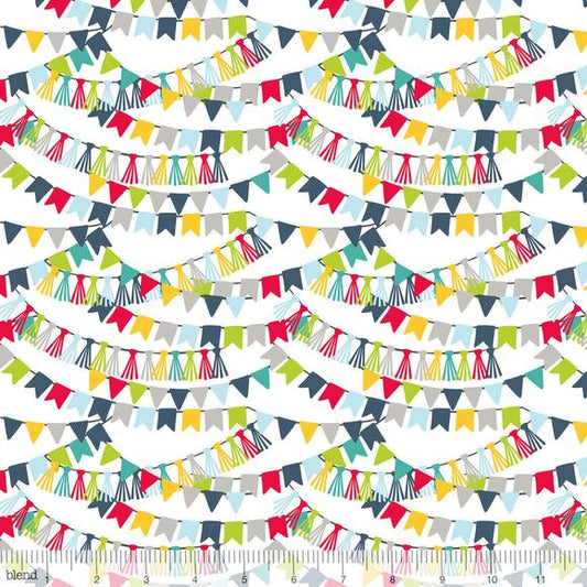 Bunting Bannerline Blue - Piccadilly - Blend Cotton Fabric ✂️ £8 pm *SALE*