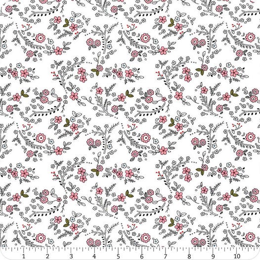 Forest Flowers Floral White - Curiosity - Michael Miller Cotton Fabric ✂️ £7 pm *SALE*