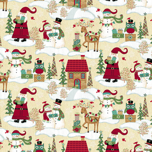 Christmas Scene - Holly Jolly Christmas by Studio E - Cotton Fabric ✂️