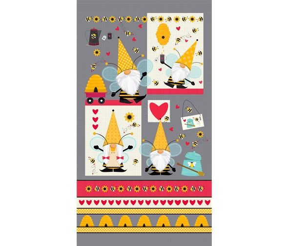 Gnomes, Honey Pots and Hives Panel Gonks - Honey Bee Gnomes - Studio E Cotton Fabric ✂️ *SALE*