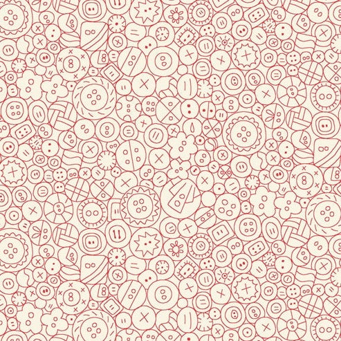 Red Buttons on Ivory - Sat It With A Stitch - Henry Glass Cotton Fabric ✂️