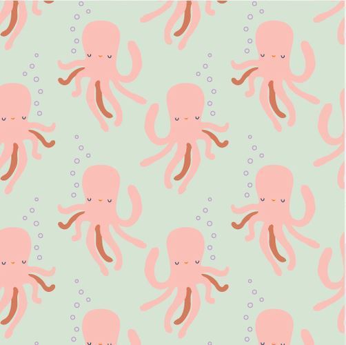 Octopus On Light Green - Under The Sea - Dashwood Studios Cotton Fabric
