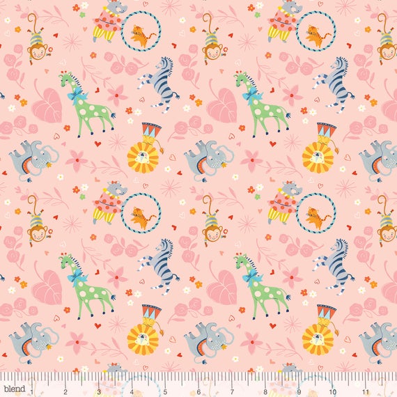 Circus Animals Big Top Pink - Storytime - Blend Cotton Fabric ✂️ £8 pm *SALE