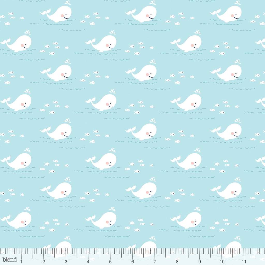 Whales By The Sea Aqua - Storytime - Blend Cotton Fabric ✂️ £8 pm *SALE*
