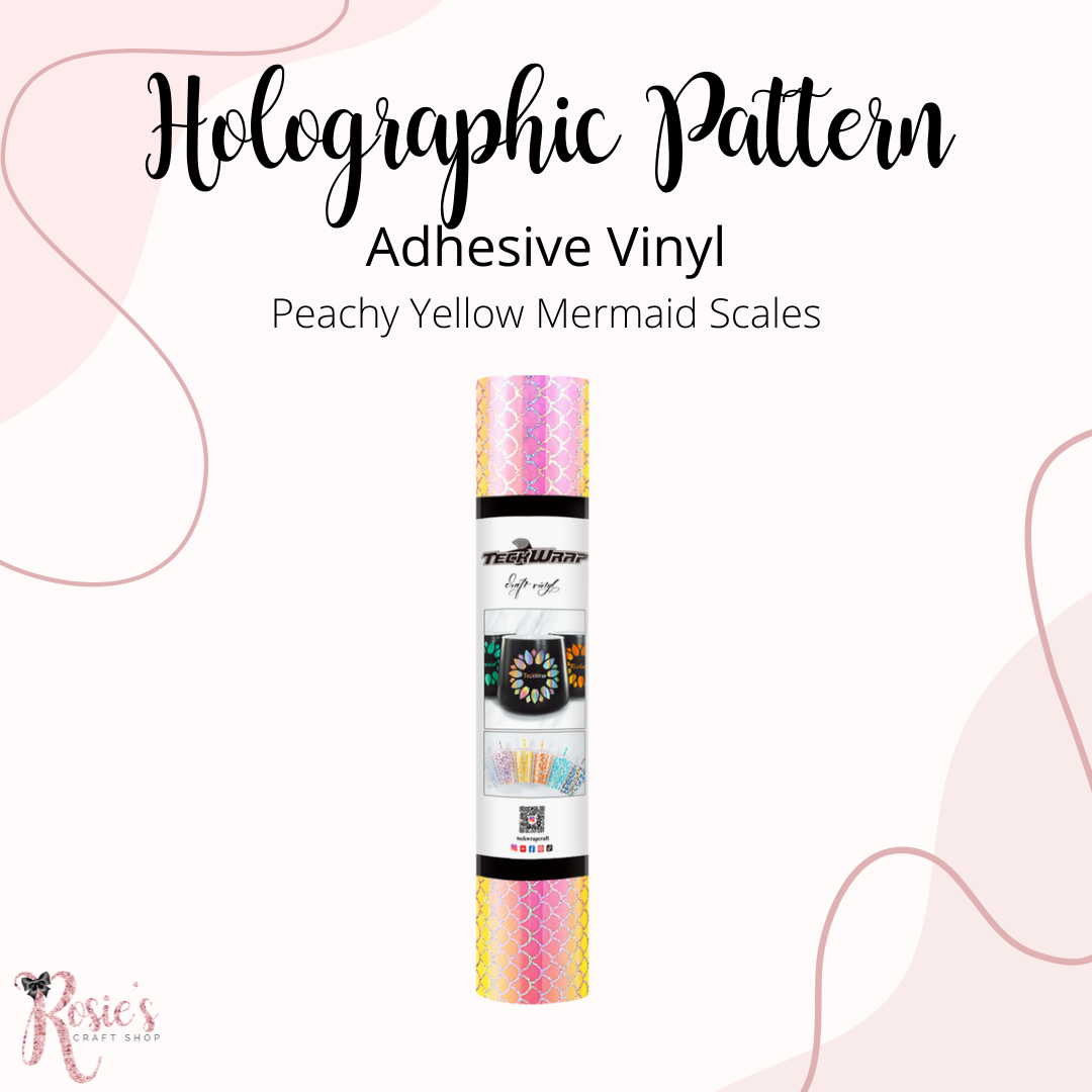 Peach Yellow Mermaid Scales Teckwrap Pattern Self Adhesive Vinyl ✂️ *SALE*