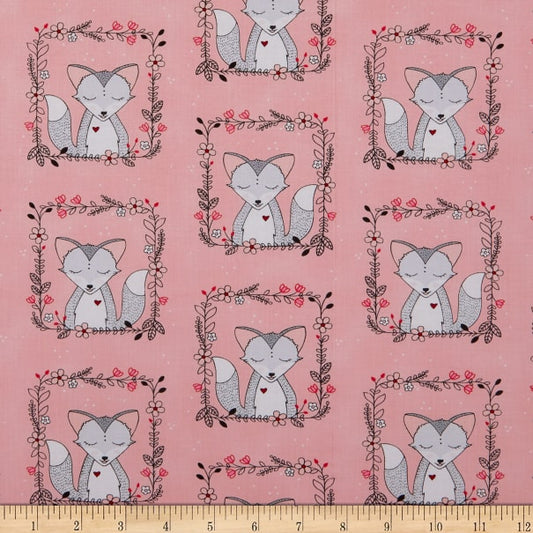 Fox Frames Pink - Curiosity - Michael Miller Cotton Fabric ✂️ £7 pm *SALE*