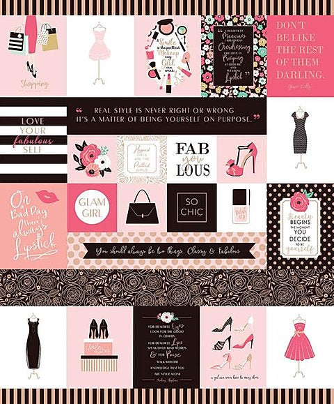 Panel Pink Sparkle - Glam Girls - Riley Blake Cotton Fabric