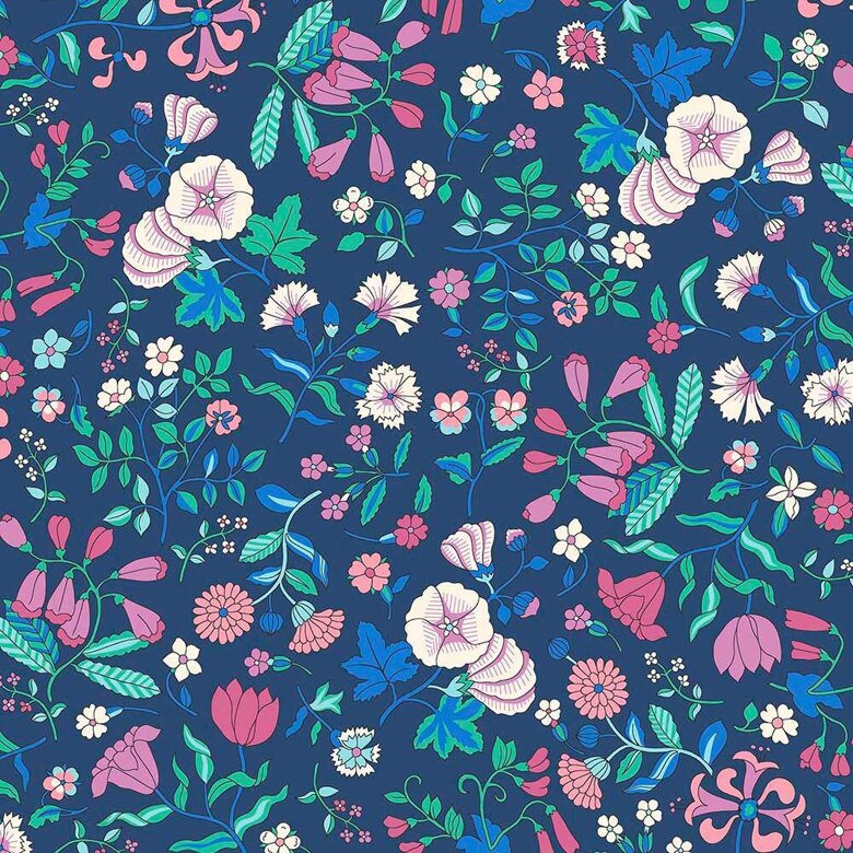 Wildflower Field Navy - The Flower Show Midnight Garden Collection - Liberty Cotton Fabric ✂️ £10 pm *SALE*