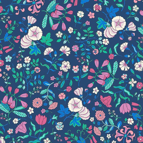 Wildflower Field - Navy - Liberty - The Flower Show Midnight Garden Collection Cotton Fabric