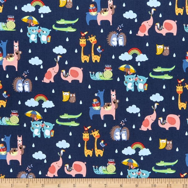 Animals Two-By-Two Blue - Noah's Ark - Riley Blake Cotton Fabric ✂️ £9 pm *SALE*