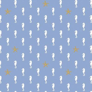 Periwinkle Seahorse Sparkle - Let's be Mermaids - Riley Blake Cotton Fabric