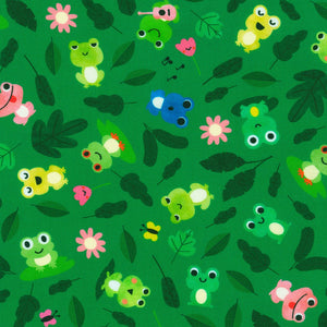 Green Frogs Leapfrog - Rainforest Friends - Robert Kaufman Cotton Fabric ✂️