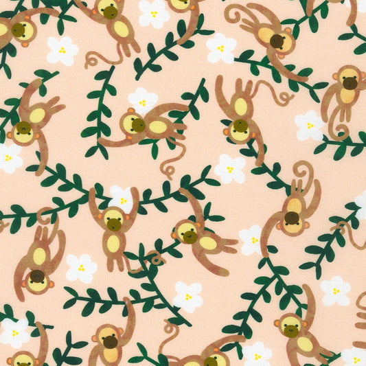 Jungle Monkeys on Vines - Rainforest Friends - Robert Kaufman Cotton Fabric ✂️ £13 pm