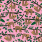 Sloths on Pink - Rainforest Friends - Robert Kaufman Cotton Fabric ✂️ £13 pm