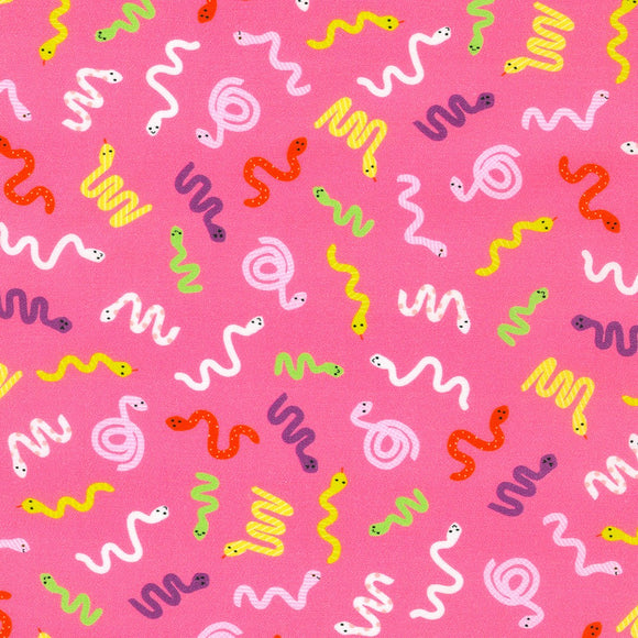 Squiggly Snakes on Pink - Rainforest Friends - Robert Kaufman Cotton Fabric ✂️