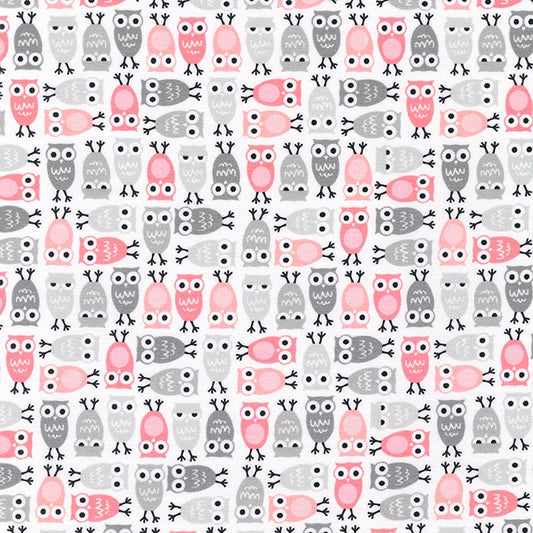 Pink and Grey Owls - Urban Zoologie - Robert Kaufman Jersey Knit Fabric ✂️