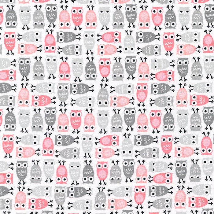 Pink and Grey Owls - Urban Zoologie - Robert Kaufman Jersey Knit Fabric ✂️
