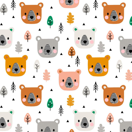 Bear Faces - Acorn Wood - Dashwood Studio Cotton Fabric ✂️ Now £9 pm * SALE*