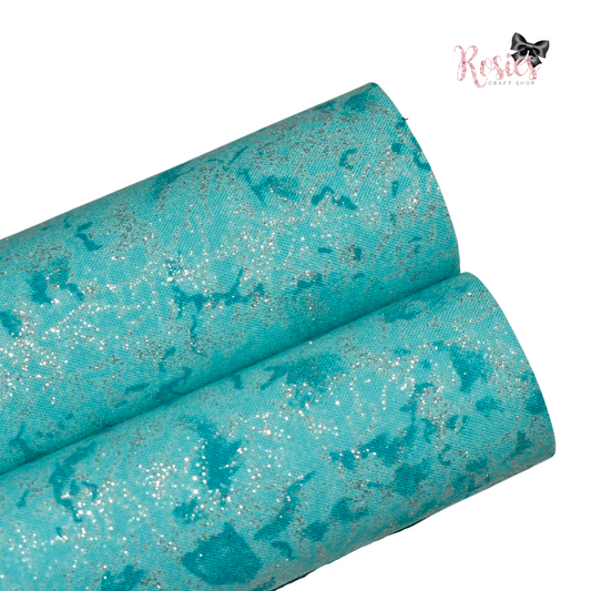 Aqua Glitter Fairy Frost Designer Fabric Felt