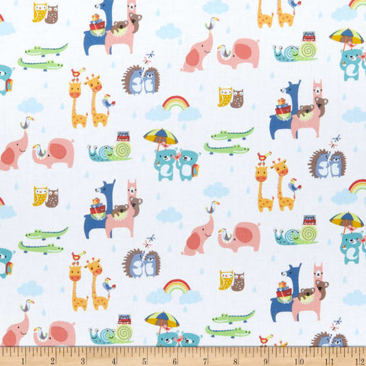 Animals Two-By-Two White - Noah's Ark - Riley Blake Cotton Fabric ✂️ £9 pm *SALE*