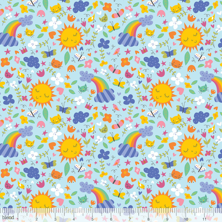 Sunshine & Rainbows Blue - Happy Skies - Blend Cotton Fabric ✂️ £8 pm *SALE*