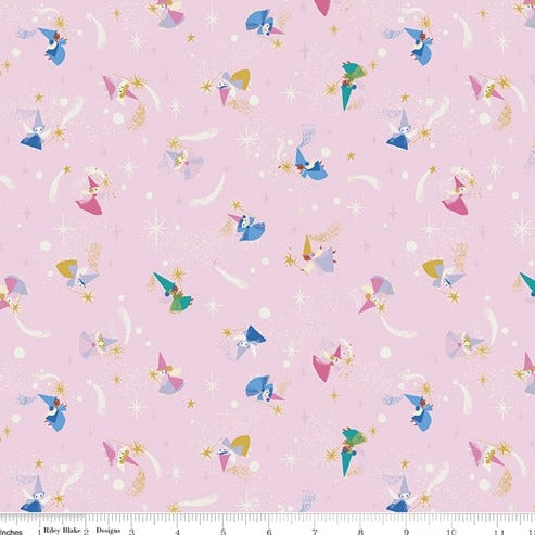 Pink Fairies Sparkle Sleeping Beauty - Little Brier Rose - Riley Blake Cotton Fabric ✂️ £14 pm