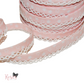 12mm Baby Pink with White Stars Pre-Folded Bias Binding with Scallop Lace Edge