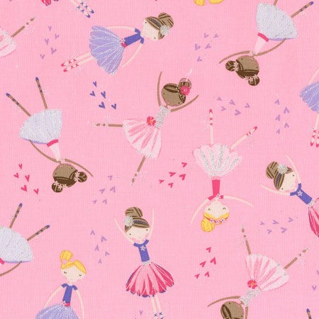 Ballerinas on Pink with Glitter By Timeless Treasures - 100% Cotton Fabric - Rosie's Craft Shop Ltd