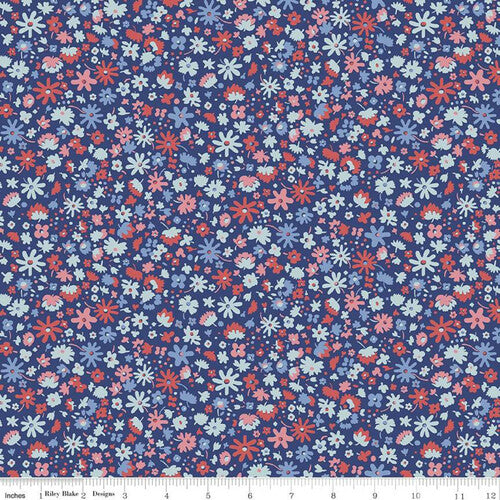 Bloomsbury Blossom Blue - The Carnaby Collection by Liberty Fabric Felt