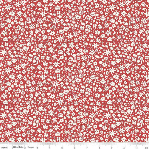 Bloomsbury Silhouette Red & White Flowers  - Liberty Carnaby Collection Cotton Fabric ✂️ £10 pm *SALE*