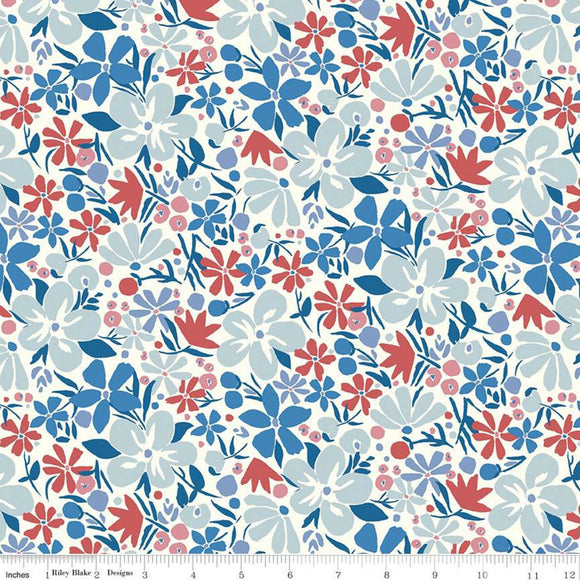Bohemian Bloom Blue - The Carnaby Collection by Liberty Fabric Felt