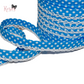 12mm Bright Blue with White Polka Dots Pre-Folded Bias Binding with Scallop Lace Edge