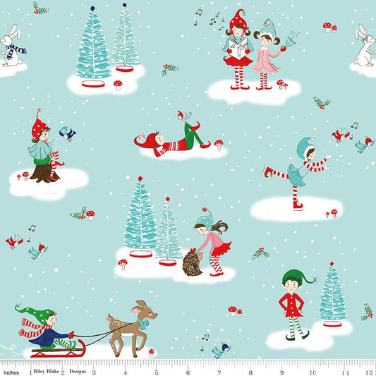 Pixie Noel Main Aqua - Pixie Noel 2 - Riley Blake Cotton Fabric ✂️