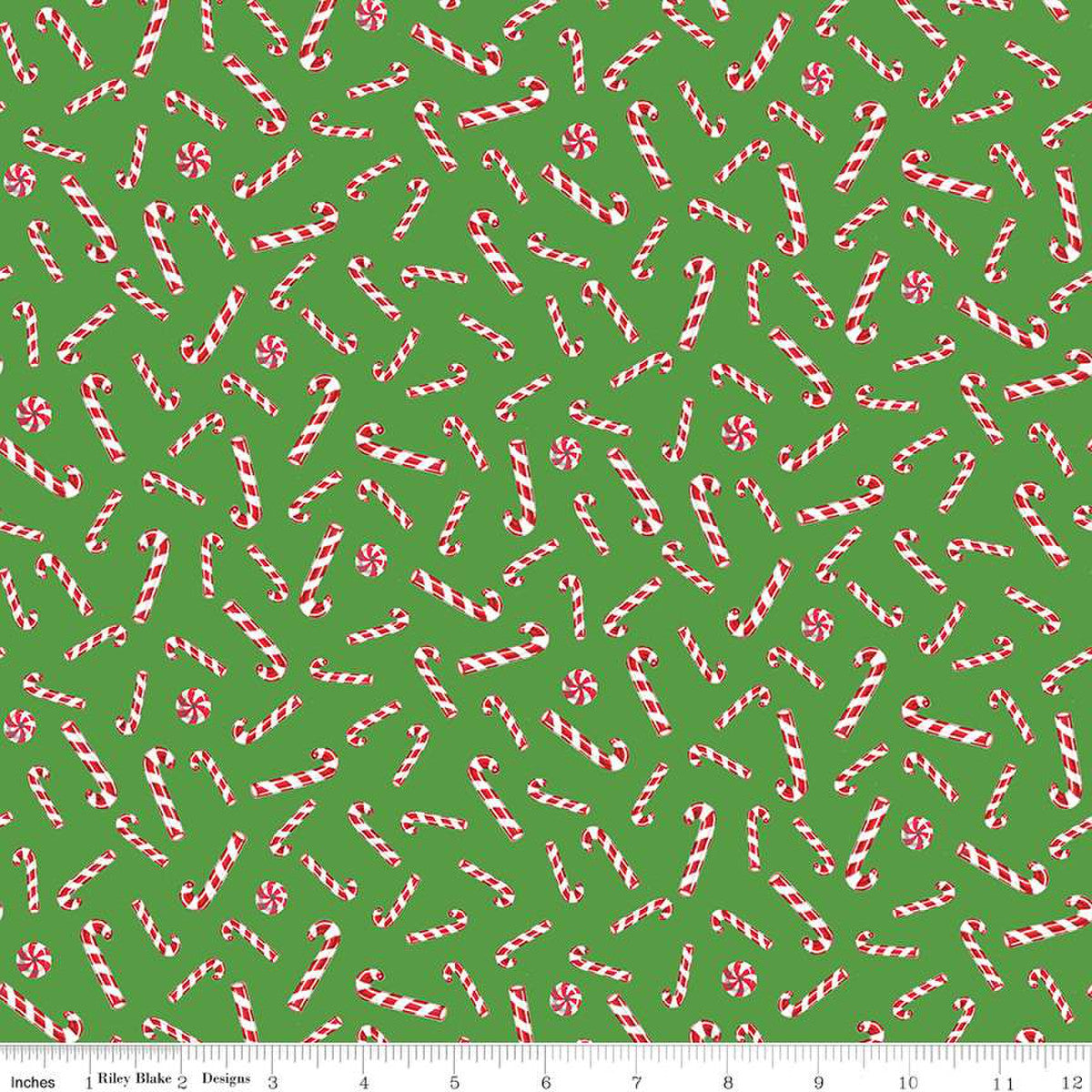 Candy Canes Green - Christmas Joys - Riley Blake Cotton Fabric ✂️