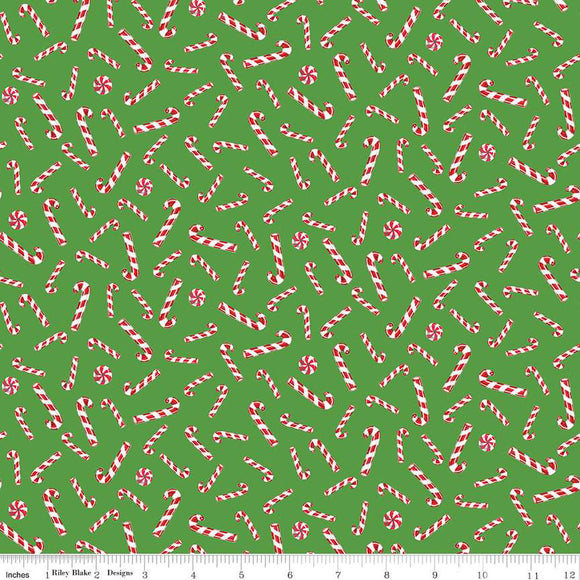 Candy Canes Green - Christmas Joys - Riley Blake Cotton Fabric ✂️