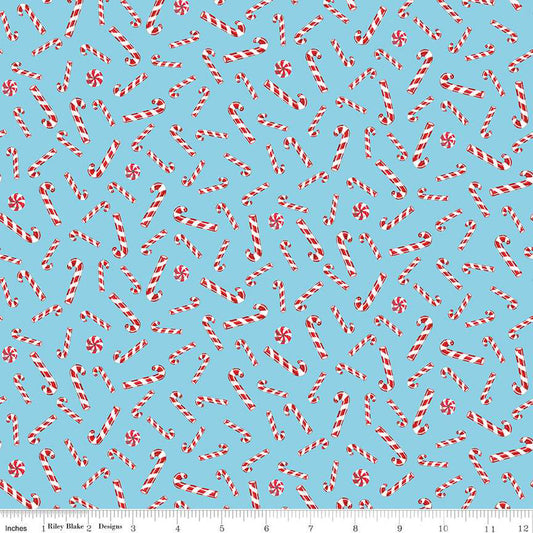 Candy Canes Blue - Christmas Joys - Riley Blake Cotton Fabric ✂️